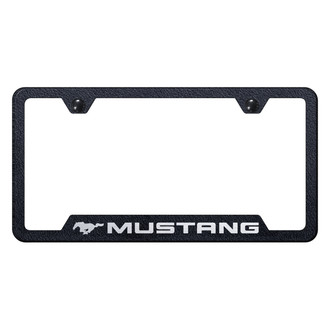 Autogold® - Rugged Black License Plate Frame with Laser Etched Mustang Logo and Cut-Out