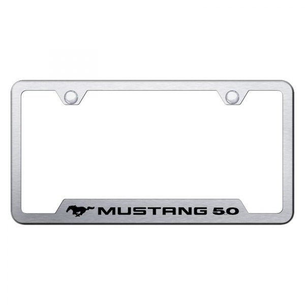 Autogold® - License Plate Frame with Laser Etched Mustang 5.0 Logo and Cut-Out