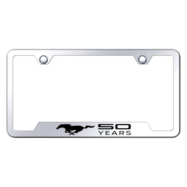 Autogold® - License Plate Frame with Laser Etched Mustang 50 Years Logo and Cut-Out