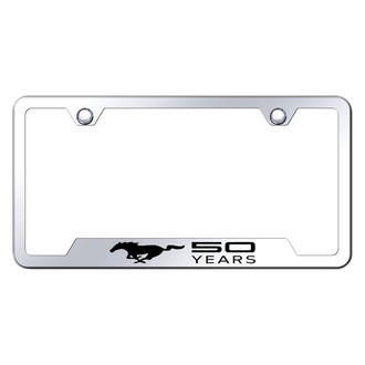 Autogold® - Chrome License Plate Frame with Laser Etched Mustang 50 Years Logo and Cut-Out