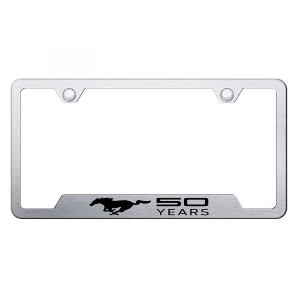 Autogold® - License Plate Frame with Laser Etched Mustang 50 Years Logo and Cut-Out