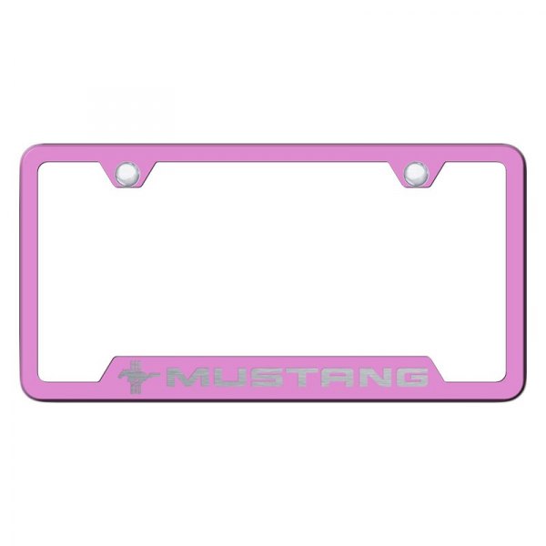 Autogold® - License Plate Frame with Laser Etched Mustang Tri-Bar Logo and Cut-Out