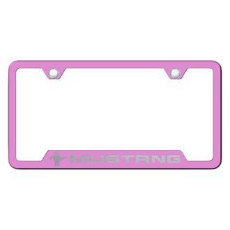 Autogold® - Pink License Plate Frame with Laser Etched Mustang Tri-Bar Logo and Cut-Out