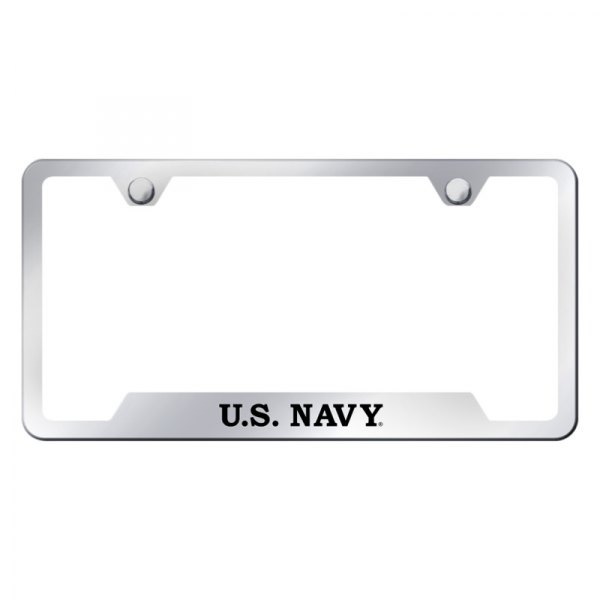 Autogold® - License Plate Frame with Laser Etched U.S. Navy Logo and Cut-Out