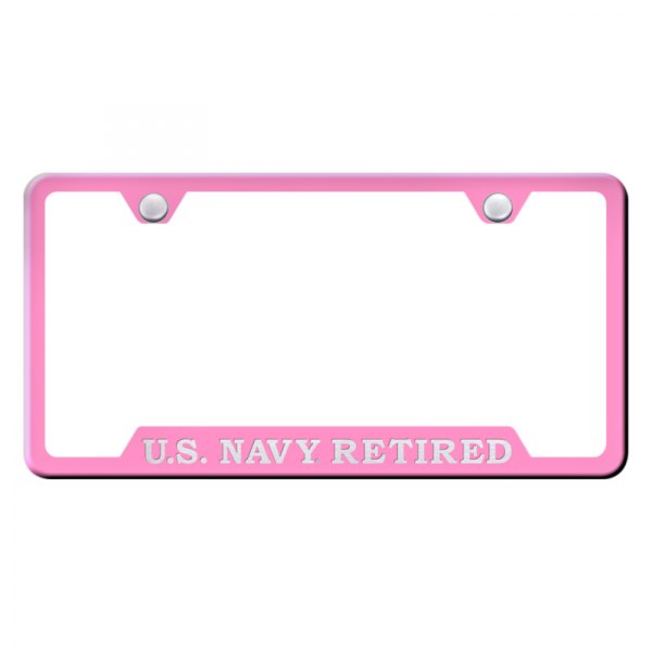 Autogold® - License Plate Frame with Laser Etched U.S. Navy Retired Logo and Cut-Out