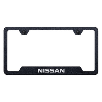Autogold® - Rugged Black License Plate Frame with Laser Etched Nissan Logo and Cut-Out