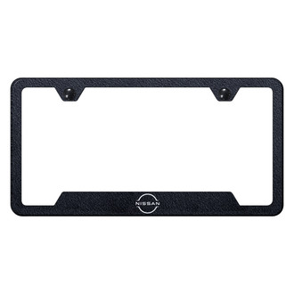 Autogold® - Rugged Black License Plate Frame with Laser Etched Nissan New Logo and Cut-Out