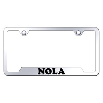 Autogold® - Chrome License Plate Frame with Laser Etched NOLA Logo and Cut-Out