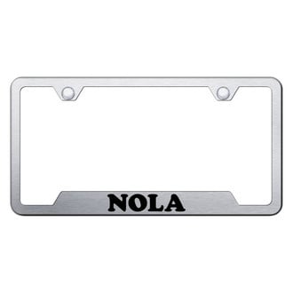 Autogold® - Brushed License Plate Frame with Laser Etched NOLA Logo and Cut-Out
