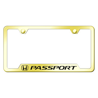 Autogold® - Gold License Plate Frame with Laser Etched Passport Logo and Cut-Out