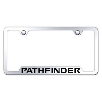 Autogold® - Chrome License Plate Frame with Laser Etched Pathfinder Logo and Cut-Out
