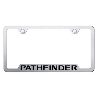 Autogold® - Brushed License Plate Frame with Laser Etched Pathfinder Logo and Cut-Out