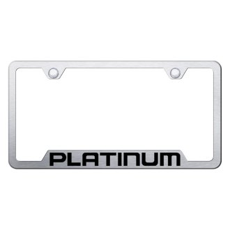 Autogold® - Brushed License Plate Frame with Laser Etched Platinum Logo and Cut-Out