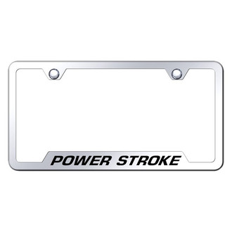 Autogold® - Chrome License Plate Frame with Laser Etched Power Stroke Logo and Cut-Out