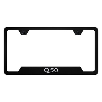 Autogold® - Black License Plate Frame with Laser Etched Q50 Logo and Cut-Out
