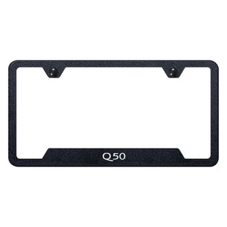Autogold® - Rugged Black License Plate Frame with Laser Etched Q50 Logo and Cut-Out