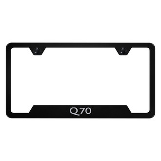 Autogold® - Black License Plate Frame with Laser Etched Q70 Logo and Cut-Out