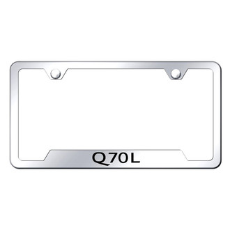 Autogold® - Chrome License Plate Frame with Laser Etched Q70L Logo and Cut-Out