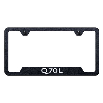 Autogold® - Rugged Black License Plate Frame with Laser Etched Q70L Logo and Cut-Out