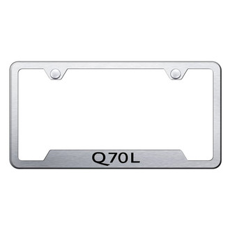 Autogold® - Brushed License Plate Frame with Laser Etched Q70L Logo and Cut-Out