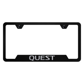 Autogold® - Black License Plate Frame with Laser Etched Quest Logo and Cut-Out
