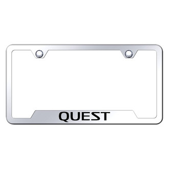 Autogold® - Chrome License Plate Frame with Laser Etched Quest Logo and Cut-Out