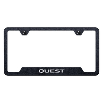 Autogold® - Rugged Black License Plate Frame with Laser Etched Quest Logo and Cut-Out