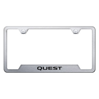 Autogold® - Brushed License Plate Frame with Laser Etched Quest Logo and Cut-Out