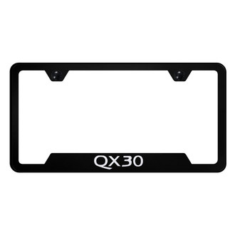 Autogold® - Black License Plate Frame with Laser Etched QX30 Logo and Cut-Out