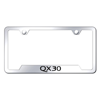 Autogold® - Chrome License Plate Frame with Laser Etched QX30 Logo and Cut-Out