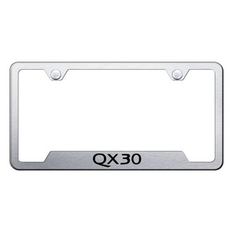 Autogold® - Brushed License Plate Frame with Laser Etched QX30 Logo and Cut-Out