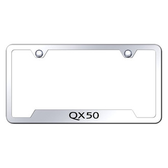 Autogold® - Chrome License Plate Frame with Laser Etched QX50 Logo and Cut-Out