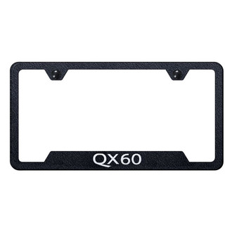 Autogold® - Rugged Black License Plate Frame with Laser Etched QX60 Logo and Cut-Out
