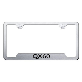 Autogold® - Brushed License Plate Frame with Laser Etched QX60 Logo and Cut-Out