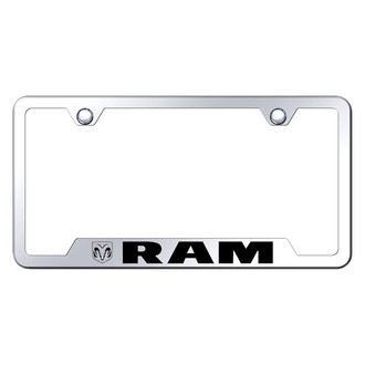 Autogold® - Chrome License Plate Frame with Laser Etched RAM Logo and Cut-Out