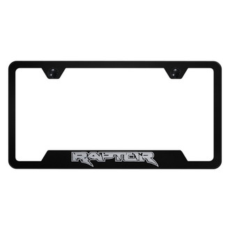 Autogold® - Black License Plate Frame with Laser Etched Raptor Logo and Cut-Out
