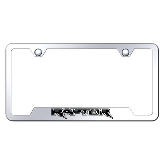 Autogold® - Chrome License Plate Frame with Laser Etched Raptor Logo and Cut-Out