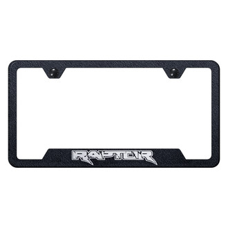 Autogold® - Rugged Black License Plate Frame with Laser Etched Raptor Logo and Cut-Out