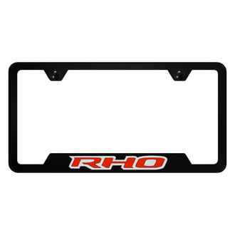 Autogold® - UV Printed Black License Plate Frame with Red RHO Logo and Cut-Out