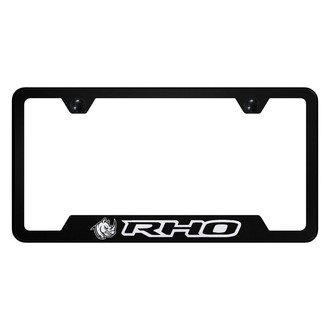 Autogold® - Black License Plate Frame with Laser Etched RHO Head Logo and Cut-Out