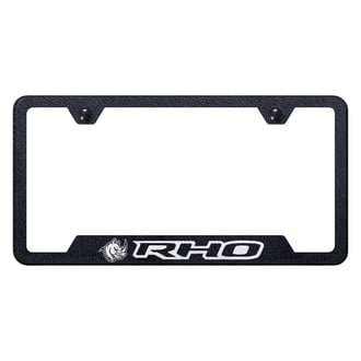 Autogold® - Rugged Black License Plate Frame with Laser Etched RHO Head Logo and Cut-Out