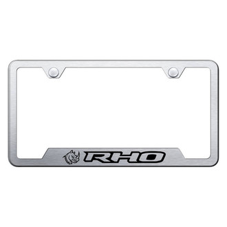 Autogold® - Brushed License Plate Frame with Laser Etched RHO Head Logo and Cut-Out