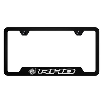Autogold® - UV Printed Black License Plate Frame with Black RHO Head Logo and Cut-Out