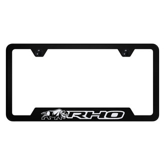 Autogold® - Black License Plate Frame with Laser Etched RHO Rhino Logo and Cut-Out