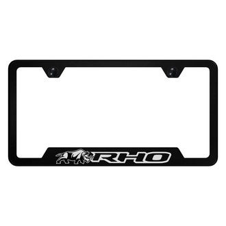 Autogold® - UV Printed Black License Plate Frame with Black RHO Rhino Logo and Cut-Out