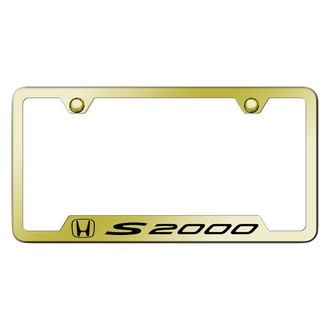 Autogold® - Gold License Plate Frame with Laser Etched S2000 Logo and Cut-Out