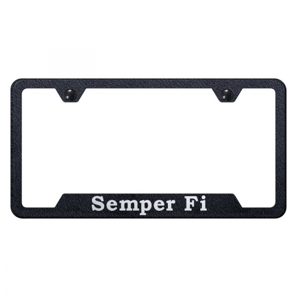 Autogold® - License Plate Frame with Laser Etched Semper Fi Logo and Cut-Out
