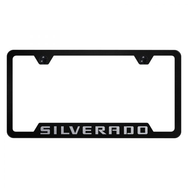 Autogold® - License Plate Frame with Laser Etched Silverado Logo and Cut-Out
