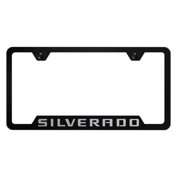Autogold® - License Plate Frame with Laser Etched Silverado Logo and Cut-Out
