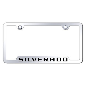 Autogold® - Chrome License Plate Frame with Laser Etched Silverado Logo and Cut-Out